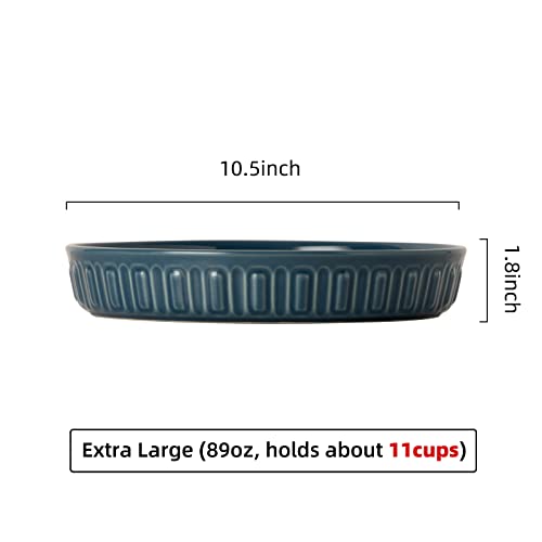  Fun Elements Shallow Dog Bowls, 10.5" Extra Large Ceramic Dog Bowls For Small, Medium And Large Breeds, Non-Slip Dog Food Plate, Flat And Wide, Dishwasher Safe, Suitable For Dogs And Cats (Blue)
