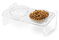  Dog And Cat Bowls Elevated Set,15°Tilted Acrylic Clear Pet Feeder Stand With 2 Glass Bowls And 2 Stainless Steel Bowls Raised Food Water Bowls Holder Perfect For Small Pets