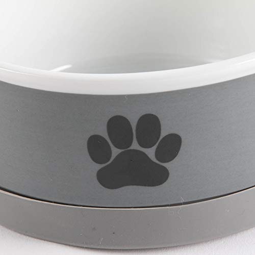  Bone Dry Ceramic Pet Bowls, Microwave & Dishwasher Safe Non-Slip Bottom For Secure Feeding With Less Mess, Small Bowl Set, 4.25x2, Gray/Black, 2 Count
