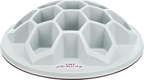  TRIXIE Cat Activity Slow Feeder - Bee Hive Design, Cat Bowl, Cat Food Plate, Pet Feeding Bowl, Helps Stop Bloat, Prevents Obesity, Improves Digestion, White