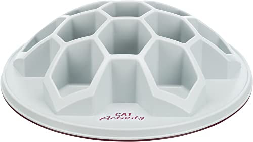  TRIXIE Cat Activity Slow Feeder - Bee Hive Design, Cat Bowl, Cat Food Plate, Pet Feeding Bowl, Helps Stop Bloat, Prevents Obesity, Improves Digestion, White