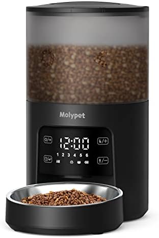  Molypet Automatic Cat Feeders - 5G WiFi Pet Feeder With APP Control, 4L Dry Food Dog Feeder With Low Food & Blockage Alarms, 1-10 Meals Per Day, Up To 10s Meal Call For Pets