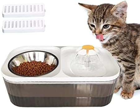  Suertree Cat Fountain Water Bowl Stainless Steel, 101oz/3L Automatic Pet Water Fountain, Dog Water Dispenser Cat Feeding Watering Supplies With 2 Filters For Cats, Dogs, Pets Blue