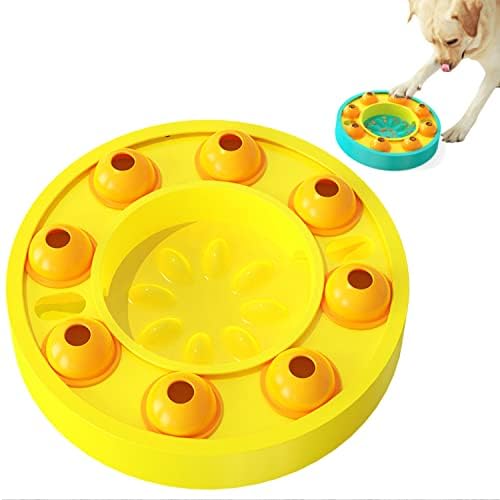 GENERIC Dog Cat Puzzle Toys, Cat Kitten Brain Toys Mentally Stimulation Toys Puzzle Feeder, Interactive Dog Cat Toys, Treat Dispenser Chew Toy Games, Dispensing Bowl Gifts For Puppy (Green And Yellow)