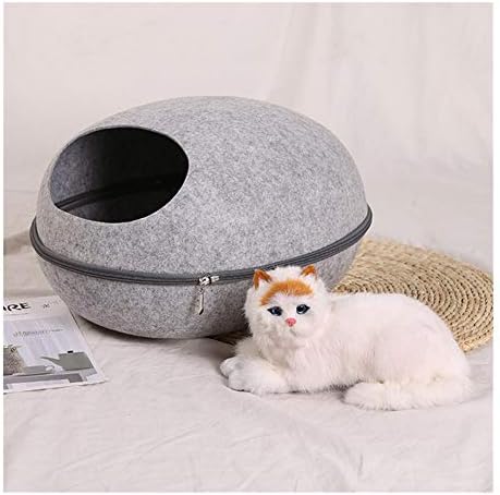  YangYan Pet Cat Bed Cave Sleeping House Nest Kennel Felt Cloth Zipper Pet Cat Basket Egg Shape Pet Bed Mat Cushion For Cats Small Dogs (Color : D, Size : 47x39x25cm)