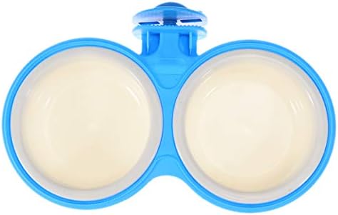  Pet Bowl 1PC Hanging Pet Double Bowls Pet Water Food Feeder Feeding Bowl For Cat Dog Cage- Size L (Greenish Blue)