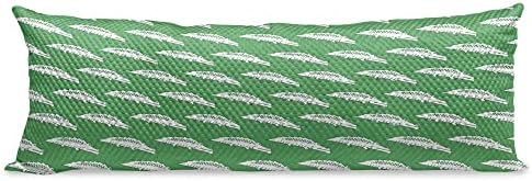  Lunarable Dog Bone Body Pillow Cover, Cartoon Food For Dog Treat Pattern With Silhouette Zigzag Background, Soft Comfortable Zippered Side Sleeper Pillow Case, 20" X 55", White And Dark Blue