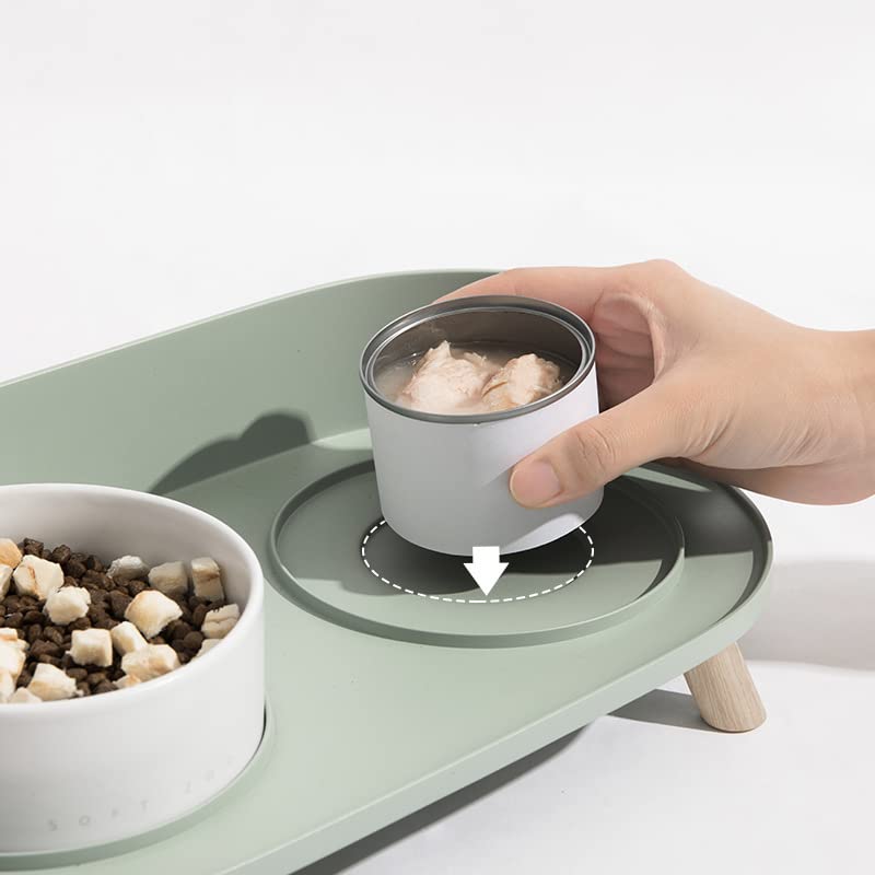  A4DOG Dog Bowl, Small Dog For Food And Water Elevated Ceramic Dog Bowls With Stand Raised Dog Cat Bowl Set Splash Proof Dog Water Bowl Dog Feeding Station For Small Medium Dog, Cat, Puppy Green