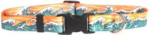  Mystic Waves Blue Dog Collar - Size Large 18" To 28" Long
