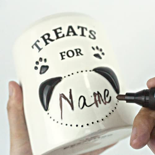  EassyHoo Airtight Dog Treat Container, Ceramic Dog Treat Jar With Lid, 4.2" Round X 6.5" Tall White Dog Treat Canister, Large Dog Cookie Jar For Dogs, Pet Treat Container Airtight, Dog Treat Jars For Pets