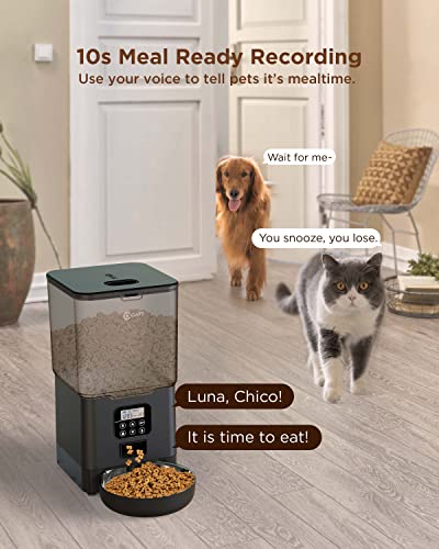  Ciays Automatic Cat Feeders, 5.6L Cat Food Dispenser Up To 20 Portions Control 4 Meals Per Day, Pet Dry Food Dispenser For Small Medium Cats Dogs, Dual Power Supply & Voice Recorder, Black, PAF-A06