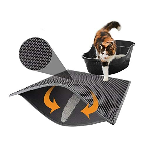  YangYan Waterproof Pet Cat Litter Mat Double Layer Litter Cat Pads Trapping Pet Litter Box Mat Cat Products Bed For Cats House Clean (Color : Pink, Size : 40X50cm)