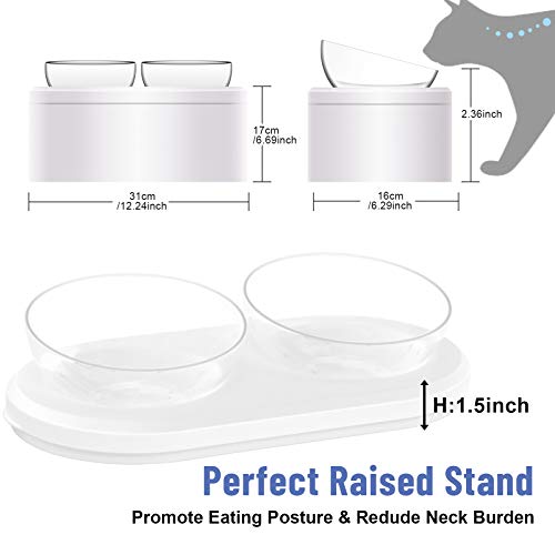  Cat Food Bowls 15° Tilted Elevated Dog Food Bowls With Stand, Double Raised Cat Water Bowl Cat Food Dish, Pet Food Feeder Watering Supplies With 4.5L Large Food Storage Container For Cats Small Dogs