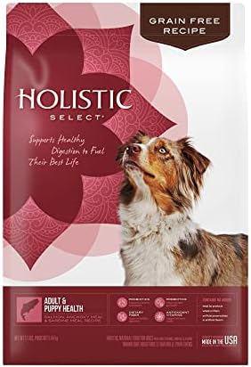 Holistic Select Natural Grain Free Dry Dog Food, Adult & Puppy Salmon, Anchovy & Sardine Recipe, 24-Pound Bag