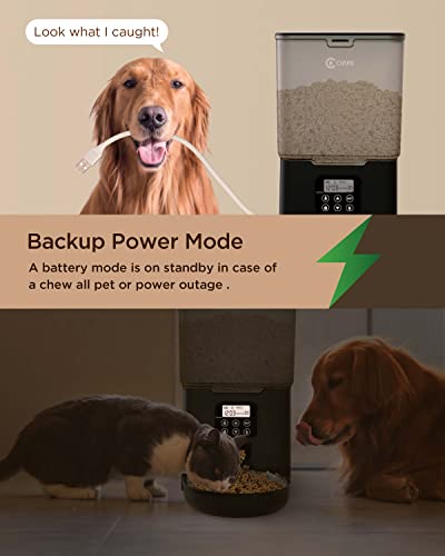  Ciays Automatic Cat Feeders, 5.6L Cat Food Dispenser Up To 20 Portions Control 4 Meals Per Day, Pet Dry Food Dispenser For Small Medium Cats Dogs, Dual Power Supply & Voice Recorder, Black, PAF-A06
