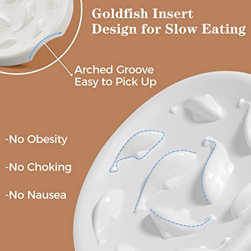  MSBC Raised Cat Slow Feeder Bowl With Acrylic Stand, Elevated Melamine Slow Feed Cat Dish, Non-Slip Pet Puzzle Feeder For Slow Healthy Eating, Anti-Choking Prevents Obesity Pet Bowl For Kitty, Kitten