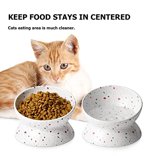  Y YHY Elevated Cat Bowls Anti-Vomiting, Tilted Raised Cat Bowl, Ceramic Cat Bowls For Flat Faced Cats, Small Dogs, Protect Pets Spine, Dishwasher And Microwave Safe