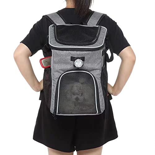 Pet Bicycle Carrier Dog Bike Basket Bag With Reflective Stripe Adjustable Shoulder Strap Pet Travel Bag Safe Dog Backpack Carrier For Small-Medium Cat Dog Bicycle Pet Outgoing Bag (Grey)