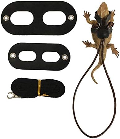  XxiaoTHAWxe Pet Leash Traction Rope, Adjustable Reptile Leash Bearded Dragon Lizard Harness Wing Traction Rope Set For Walking Training Running - Black Without Wing