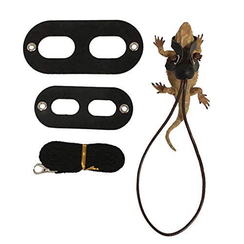  XxiaoTHAWxe Pet Leash Traction Rope, Adjustable Reptile Leash Bearded Dragon Lizard Harness Wing Traction Rope Set For Walking Training Running - Black Without Wing