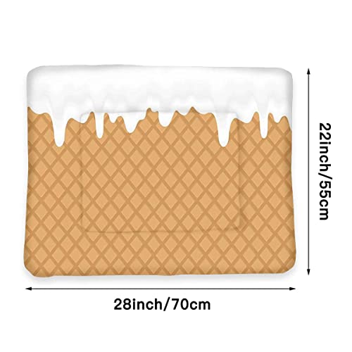 GENERIC Yellow Ultra Soft Thick Flannel Dog Cat Bed Mats Breakfast Food Cartoon Like Image Soft Warm Puppy Blanket Cover Dog Cat Fluffy Fur Blanket Sleep Fast Food Dessert 22" X 28"