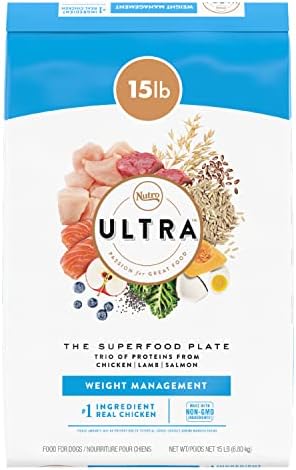  NUTRO ULTRA Adult Weight Management High Protein Natural Dry Dog Food For Weight Control With A Trio Of Proteins From Chicken, Lamb And Salmon, 15 Lb. Bag