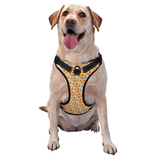  Dog Harness No Pull Walking Pet Harness With Leash, Bagel Food Funny Pattern Adjustable Reflective Oxford Vest With Easy Control Front Clip For Pet Dogs Outdoor