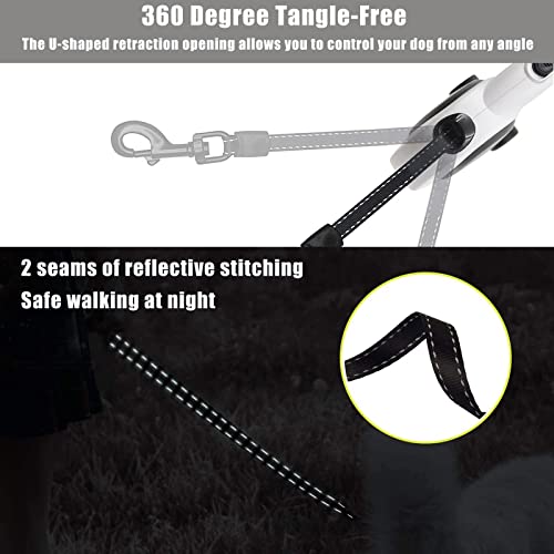  HCY&WLD Upgrade 3-in-1 Retractable Dog Leash With Integrated Dispenser & Poop Bags, 26 Ft Heavy Duty Dog Leash With Anti-Slip Handle For Dogs Up To 110 Lbs, 360° Tangle-Free, One Button Brake & Lock