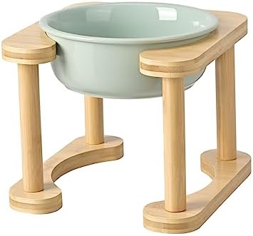  SPUNKYJUNKY Ceramics Elevated Dog Bowls Raised Dog Bowls With Non-Slip Stand For Medium Large Dog Food And Water Pet Feeding Bowl(Double 56OZ Bowl,Cream White)
