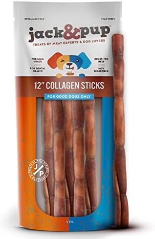  Jack&Pup Thin Dog Bully Sticks Odor Free, Bully Sticks For Dogs, Healthy Dog Treats Bully Sticks For Small Dogs, Beef Dog Chews, Pizzle Chew Sticks For Dogs (12-Inch Thin Bully Stick, 12 Pack)