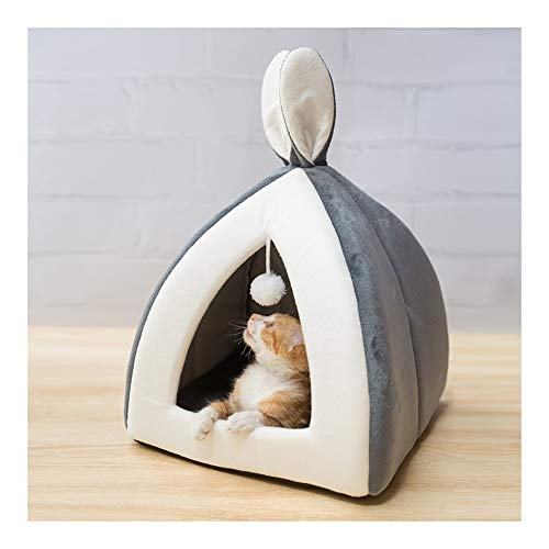  YangYan Hot Sell Pet Cat Bed Indoor Cats House Warm Small For Kitten Mats Dog Nest Collapsible Cave Cute Sleeping Winter Pet Products (Color : Gray, Size : S 28x28x29)