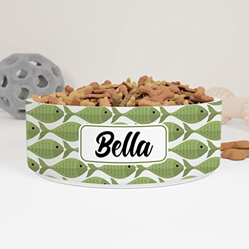 GENERIC Fish Pattern Personalized Pet Bowl Cat Bowls, Cute Dog Bowl With Name, Custom Ceramic Dog Cat Pet Bowls Available In Two Sizes