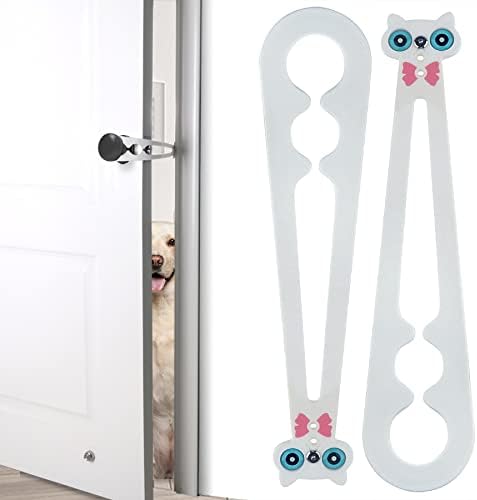  Cat Door Stopper - Ellasdan Cat Door Holder Dog Door Keeps Dogs & Kids Out Of Litter & Food, Cat Door Interior Door, Flexible Cat Door Latch (2 Packs）