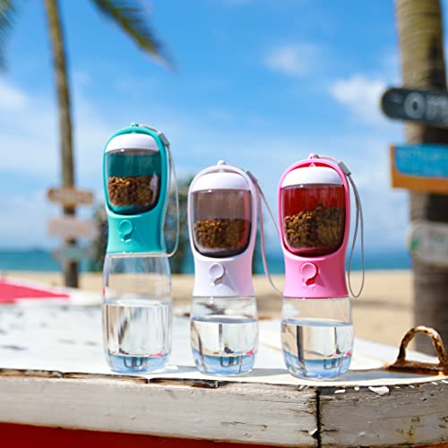  AVELORA Dog Water Bottle,Portable Pet Water Bottle With Food Container,Outdoor Portable Water Dispenser For Cat,Puppy,Pets For Walking,Hiking,Travel,Puppy Essentials,Dog Stuff(19oz)