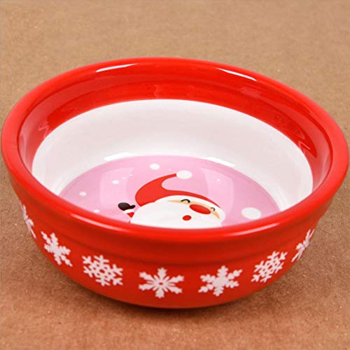  Iplusmile Christmas Supplies Dual Use Cat Bowls Ceramic Bowl Non- Slip Feeding Container Pet Water Food Bowls With Bowl Holder Red