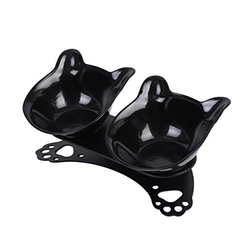  SOFEA Cat Necklace Storage Necklace Storage Necklace StorageDog Double Bowls With Raised Stand Pet Food Water Feeder 15° Tilted Container