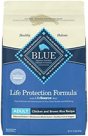  Blue Buffalo Dog Food, Life Protection Formula, Natural Chicken & Brown Rice Flavor, Adult Dry Dog Food, 34 Lb Bag