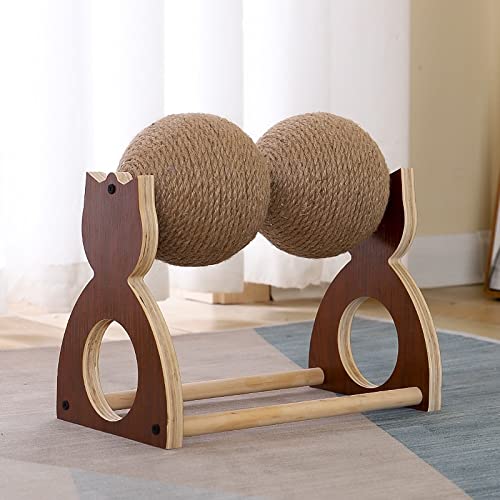  JYDQM Cats Toy Grind The Claws Solid Wood Sisal Ball Cats Toys Scratching Kitten Frame Scratching Post (Color : A, Size : One Size)