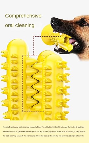 MeDapi Dog Toothbrush, Dog Teeth Cleaning Stick, Dog Teeth Grinding Stick, Food Leakage Device, Chewing-Resistant Pet Supplies, Pet Toys Yellow