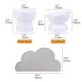  White Ceramic Cat Food And Water Bowl Set ,Cat Food Dish With Stand,Elevated Cat Bowls ,Raised Cat Food Bowls Anti Vomiting,Pet Bowl With Anti Slip Mat,Stress Free For Cats And Small Dogs