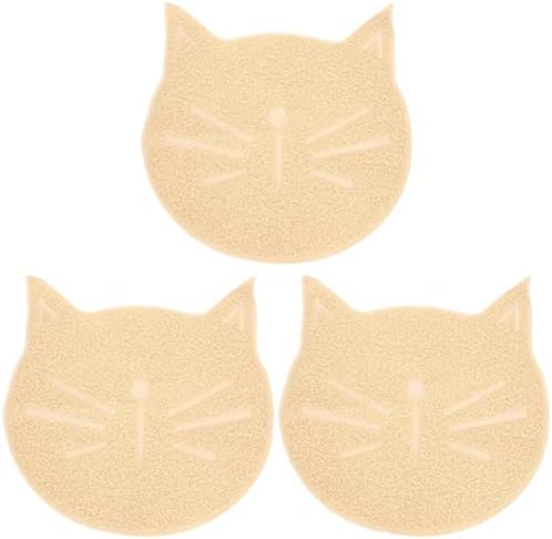  Plastic Bins Plastic Bins Portable Litter Box 2 PCS Cat Litter Mat- Cat Face Shaped Mat Cat Mat Pet Cat Face Shaped Pellet Cat Litter Kitten Litter Box Kitten Litter Box