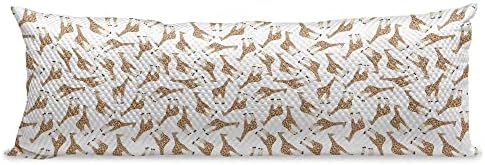  Lunarable Dog Bone Body Pillow Cover, Cartoon Food For Dog Treat Pattern With Silhouette Zigzag Background, Soft Comfortable Zippered Side Sleeper Pillow Case, 20" X 55", White And Dark Blue
