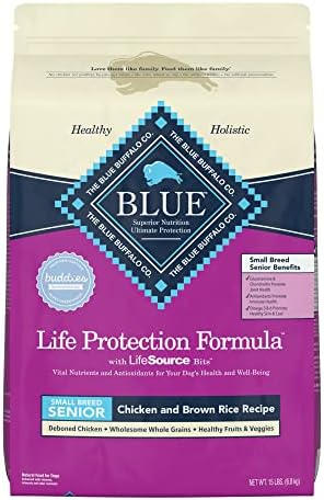  Blue Buffalo Life Protection Formula Natural Senior Small Breed Dry Dog Food, Chicken And Brown Rice 5-lb Trial Size Bag