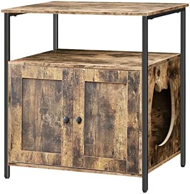  Pshelfy Litter Box Enclosure, Modern Cat Litter Box Furniture Hidden, Wooden Cat Washroom Storage Bench, Hidden Cat Litter Cabinet, For Living Room, Bedroom, Entrance Hallway, Rustic Brown