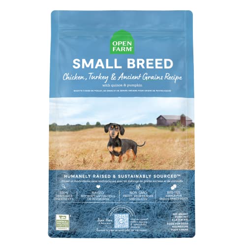  Open Farm Ancient Grains Dry Dog Food, Humanely Raised Meat Recipe With Wholesome Grains And No Artificial Flavors Or Preservatives (Small Breed, 4 Pound (Pack Of 1))