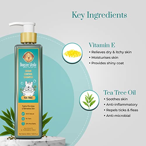  Dogsee Veda Odour Control Tea Tree Dog Shampoo | 100% Natural And Paraben Free | Ayurvedic | Cruelty-Free | Controls Odour, Fights Microbes And Refreshes Skin - 6.75 Fl.oz