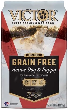  Victor Super Premium Dog Food – Grain Free Active Dog & Puppy – Dry Dog Food With 33% Protein, Gluten Free - For High Energy Dogs, 30lbs