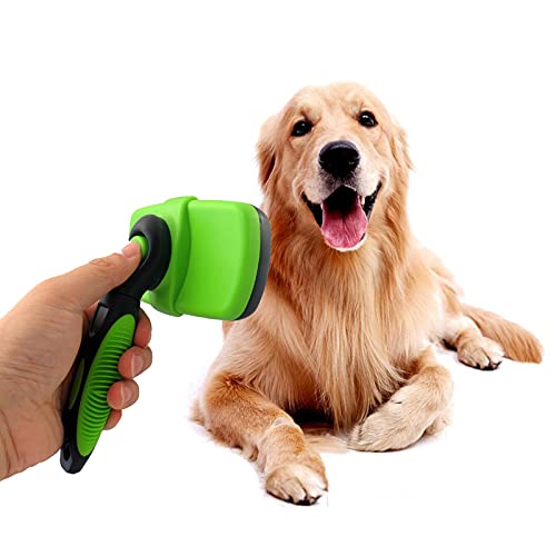  Self Cleaning Pet Slicker Brush Dogs Cats Grooming Brush Deshedding Tool For Cats Dogs With Short To Long Hair (Color : Green+Black)