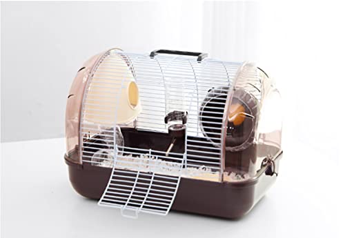  ASDNN Portable Hamster Cage,Portable Hamster Small Room,Comfortable,Beautiful And Warm Villa,with Roller Water Bottle Small Room, Portable (Coffee)