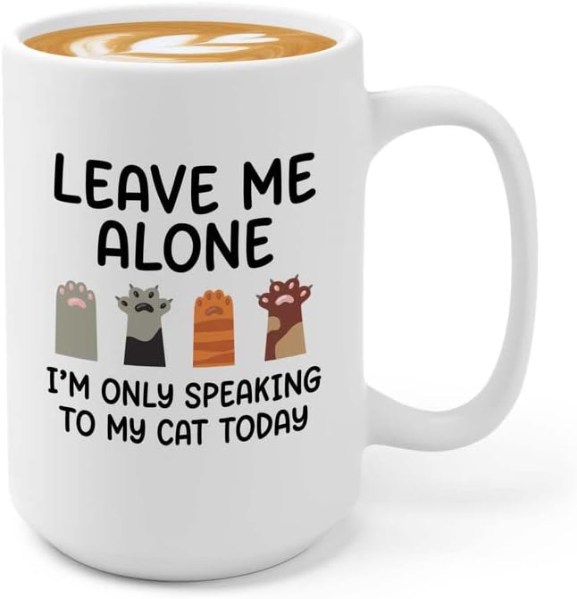  Flairy Land Cat Lady Coffee Mug 15oz Black - Passionate About Cats -Cat Paw Cat Parents Cat Mama Cat Lover Kitties Purr Feline Mom